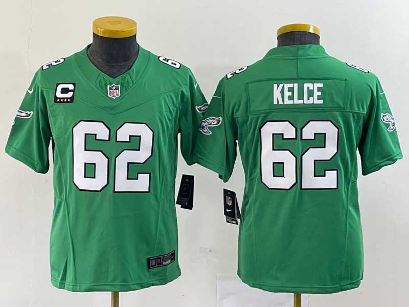 Women's Philadelphia Eagles #62 Jason Kelce Green 2023 F.U.S.E. With C Patch Stitched Football Jersey(Run Small),We sell and wholesale Women's Philadelphia Eagles #62 Jason Kelce Green 2023 F.U.S.E. With C Patch Stitched Football Jersey(Run Small) on line form chian!